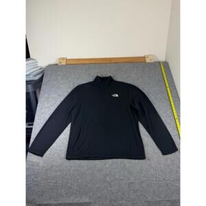 The North Face Sweater Mens Large Black 1/4 Zip Fleece Lined Pullover Mock Neck